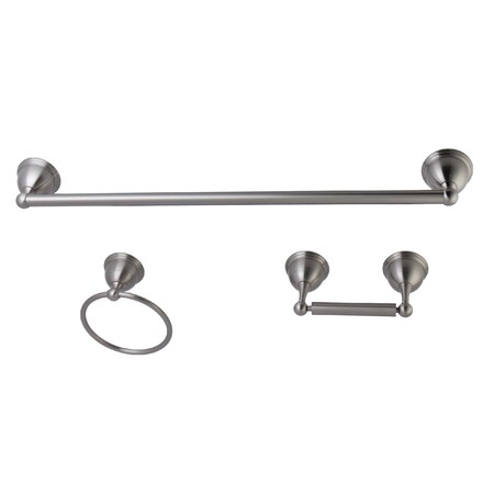 Kingston Brass Restoration 3-Piece Bathroom Hardware, Brushed Nickel BAK396148SN